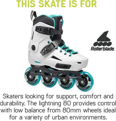 Жіночі міські роликові ковзани Rollerblade Lightning, білий та Aqua White/Aqua 8