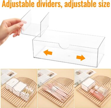 Секційний органайзер для косметики з висувними шухлядами, міні-органайзер для ванної кімнати з висувними шухлядами. Штабельований прозорий акриловий органайзер для макіяжу, для туалетного столика, ванної кімнати, спальні, письмового столу, 3-