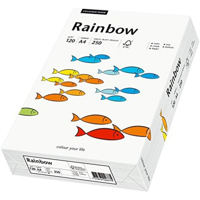 Папірус 88042205 принтер/копіювальний папір, папір для рукоділля Rainbow 120 г/м, A4 250 аркушів матовий, білий Single