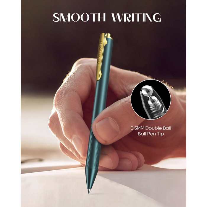 Металеві кулькові ручки, 0,5 мм - Плавне письмо, архівне чорнило, водонепроникні, розкішний латунний корпус, ідеальний подарунковий набір для школи, іспитів та офісного приладдя - 2 ручки/коробка