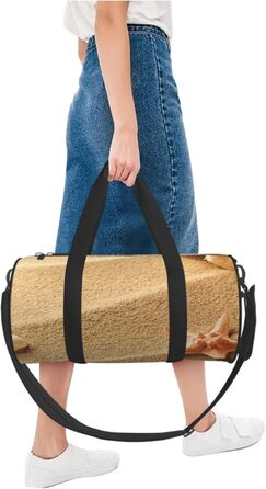 Спортивна сумка, дорожня сумка, пляжна сумка, з малюнком мушлі та піску, сумка на нічліг, чорна, універсальний розмір, сумка для подорожей