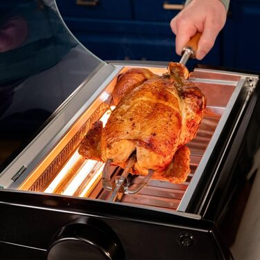 Червоний - Гриль для приміщень, ротаційний гриль і настільний гриль - Гриль для курки - Електричний гриль - Максимальна місткість - Функція автоматичного відключення - Duo інфрачервоні нагрівальні елементи