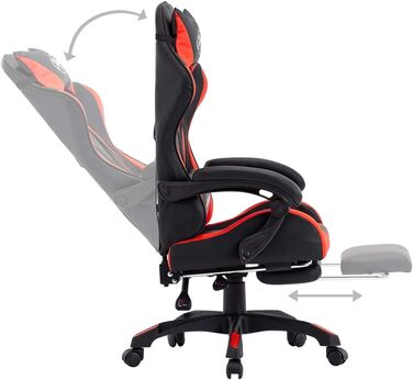 Ігрове крісло з підставкою для ніг, червоно-чорна штучна шкіра, офісне крісло, крісло для відпочинку, письмове крісло для вітальні, офісу, спальні