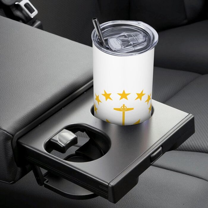 Кухоль із прямою трубочкою, дизайн прапор штату Род-Айленд, друкований, дорожній кухоль, підходить для кемпінгу, офісу та дому, 590 мл