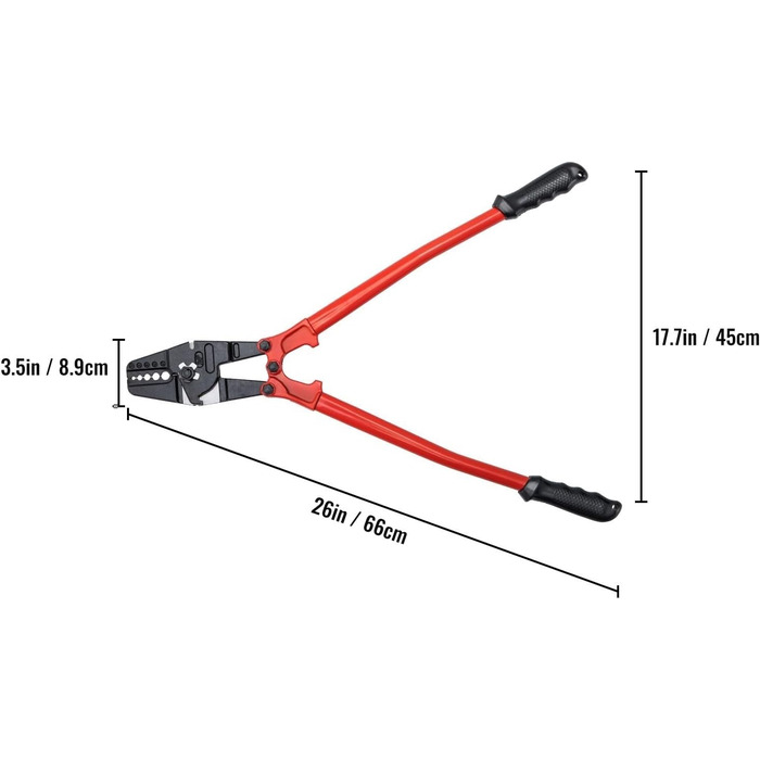 Болторіз 26 дюймів Дротяна мотузка Swager Обтискний інструмент Ізольована ручка Алюмінієвий мідний кабель Риболовля з подвійними рукавами Різак Обтискні плоскогубці Ланцюговий різак 26 дюймів