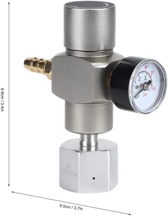 Регулятор тиску Duokon CO2 Редуктор тиску, 2 в 1 Міні-регулятор CO2 газу Газовий манометр з адаптером 3/8 дюйма на TR21.4