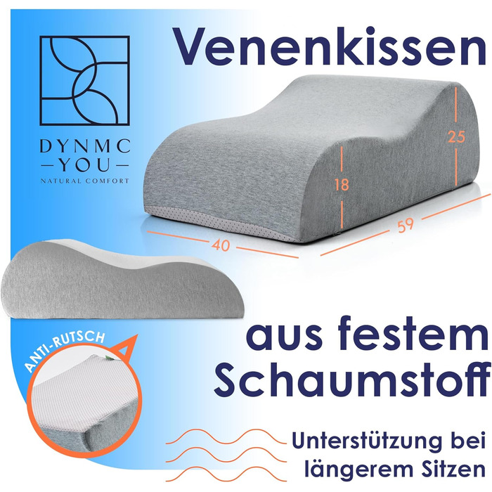 Подушка для підняття ніг Подушка для підняття ніг Ергономічна подушка для підняття ніг для дорослих, сертифікована Oeko-Tex, для розслаблення ніг і колін у ліжку та на дивані XL (25 см)