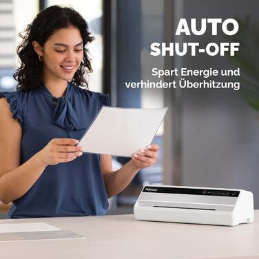 Ламінатор Fellowes Saturn A4 для офісу InstaHeat, час прогріву 60 секунд, усунення застрягання, автоматичне вимкнення для ламінаторів 80/100/125 мікрон включає 10 пакетів для ламінатора для дому та офісу (один блок)