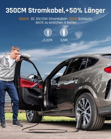 Автомобільна шина з міні-компресором CAFELE 160PSI, електричний повітряний насос DC 12V, портативний з 2 цифровими дисплеями, ткан