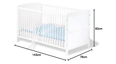 Дитяче ліжко Viktoria (140 x 70 см) - з 3 знімними перекладинами, бук, частково масив дерева, білий колір 144Д x 76Ш x 83В см, 111422 -