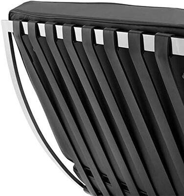 Сучасне шкіряне крісло преміум-класу для вітальні з полірованою каркасом з нержавіючої сталі (чорного кольору)