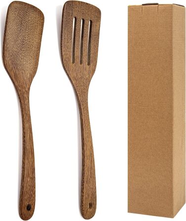 Шпатель Дерево, Набір з 2 шпателів Дерев'яні кухонні гаджети, Велика дерев'яна лопатка 30 см Посуд Turner Посудомийна машина з ант