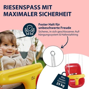 Дитячі гойдалки регульовані по висоті 120-180 см червоного/жовтого кольору для саду I Дитячі гойдалки на вулиці I Дитячі гойдалки