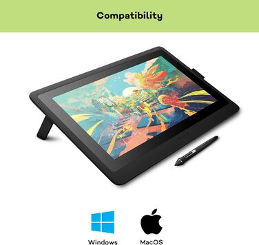 Планшет Wacom Cintiq 16 Creative Pen Display Tablet (для ескізів, ілюстрацій та малювання безпосередньо на екрані, з дисплеєм Full HD (1,920 x 1,080), підходить для Windows і Mac), чорний 16-дюймовий одинарний