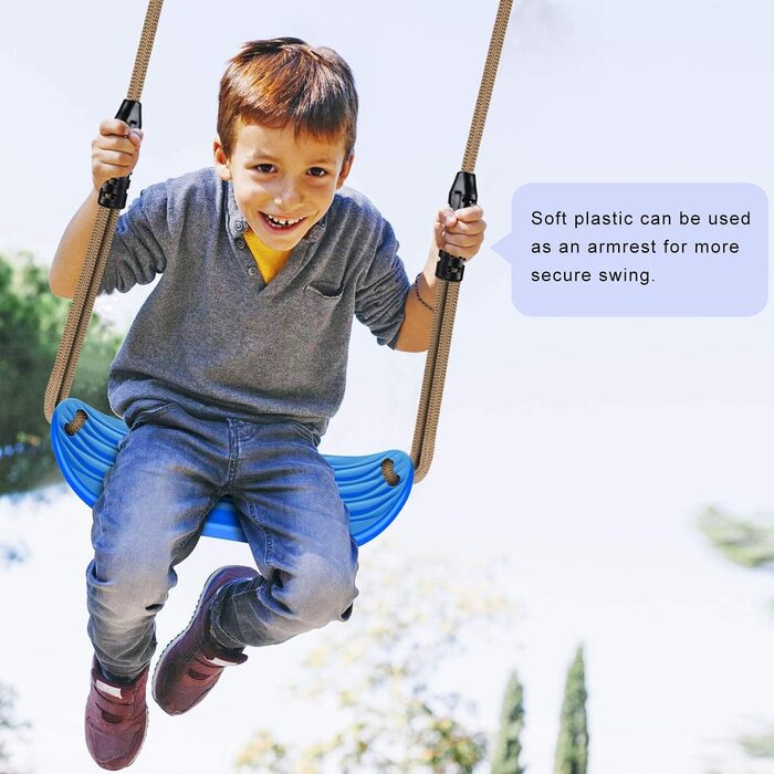Сидіння гойдалки SELEWARE Garden Games з міцного набору з регульованою мотузкою довжиною 2,04 м і 2 карабінами, міцні гойдалки на