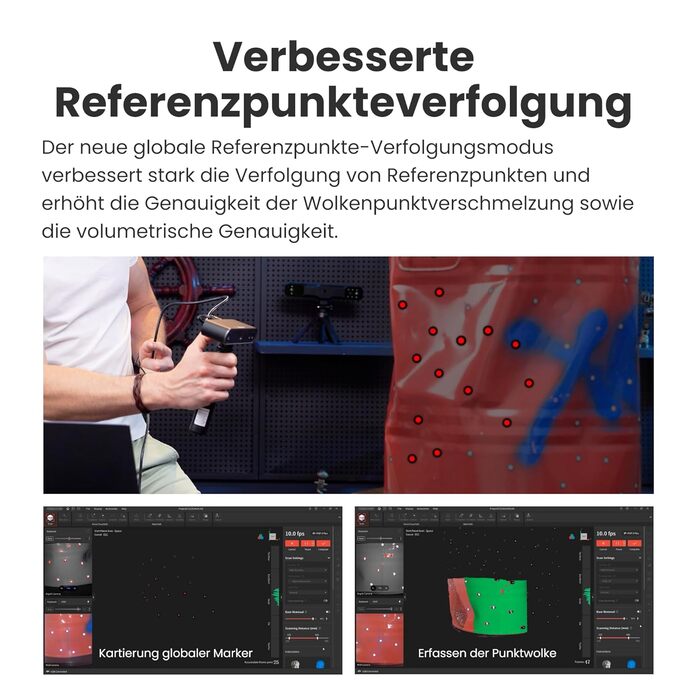 Сканер Revopoint POP 3 Plus для 3D-друку, ручний сканер із високою точністю 0,04 мм, повнокольорове сканування середніх обєктів, 3