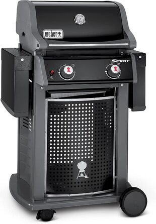 Газовий гриль Weber Spirit E-210 Classic, 2 пальники, площа гриля 51 x 46 см, решітка для підігріву, термометр на кришці, 2 колеса чорний/сріблястий (1500833)