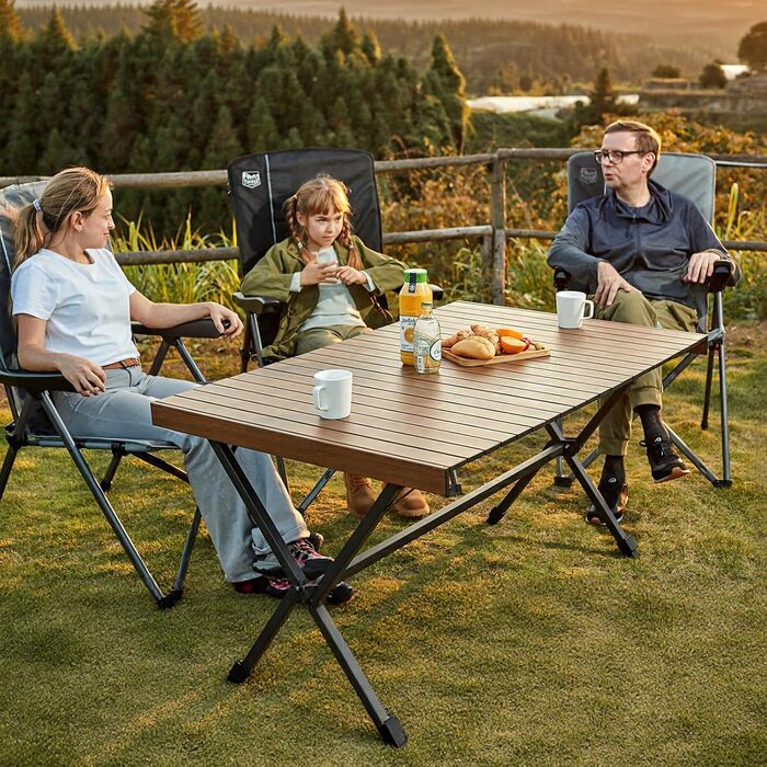 Складаний кемпінговий стіл TIMBER RIDGE 125x80 см з регульованою висотою XXL, кемпінговий багатофункціональний садовий стіл, портативний складний стіл великого розміру, 6 осіб, для пікніків на свіжому повітрі, приготування їжі, саду, походів, подорожей