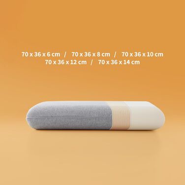 Подушка Sonive з піни з ефектом пам&39яті 70x36x8 см, подушка з бавовняною наволочкою, подушка для шиї для полегшення болю в шиї, знімна подушка для сну, яку можна прати, сіра 70*36*8 см