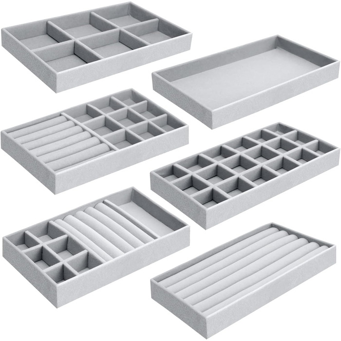 Лоток для ювелірних виробів UMILKI 6 шт. , оксамитовий лоток для ювелірних виробів для ящиків, органайзер для зберігання ювелірних