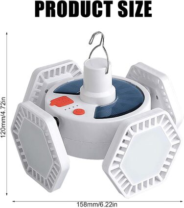 Ліхтар для кемпінгу на сонячній енергії, що перезаряджається від USB, освітлення 360, 5 режимів, ліхтар з пультом дистанційного керування, портативний зарядний пристрій, живлення від батареї, підвісний, складаний, водонепроникний, ліхтар для намету