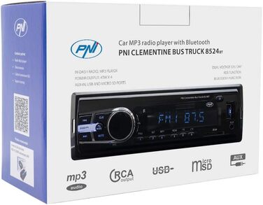 Радіо MP3 плеєр Автомобільний PNI Clementine Bus Truck 8524BT 4x45w, RDS, 12 В/24 В 1 DIN CU SD, USB, AUX, RCA SI Bluetooth 24 Вольт одинарний