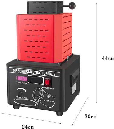 Електрична піч для плавки золота PHOLK, цифрова плавильна піч 1600 C / 2912 F, набір для лиття металу з графітовим тиглем, плавильна піч 5000 Вт, час плавки 3-5 хвилин 2 кг/4,4 фунта