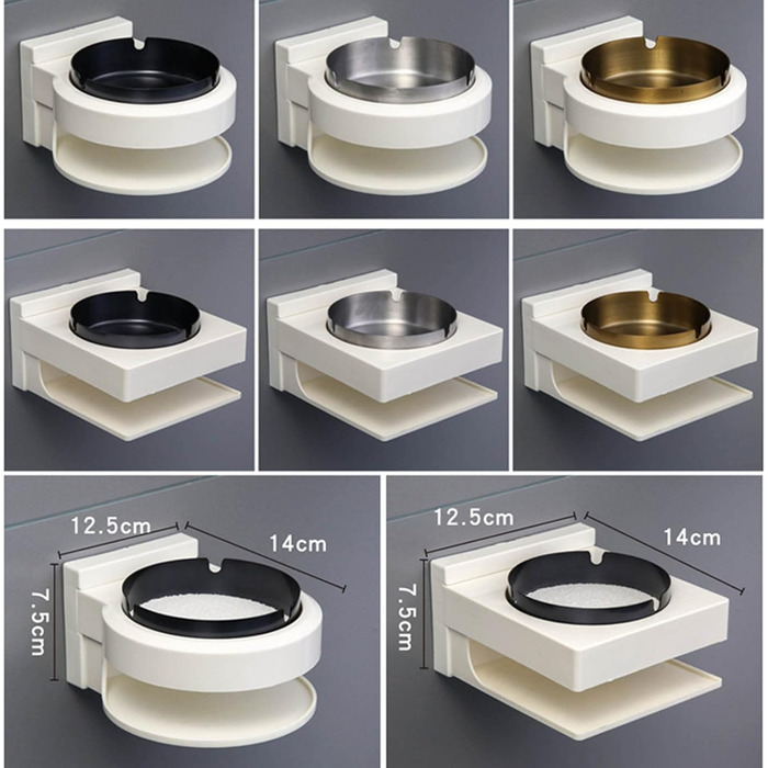 Попільничка металева настінна попільничка настінна мода ванна кімната без перфоратора присоска водонепроникна і довговічна (срібло B, 14X12.5X7.5 см) срібло B 14X12.5X7.5 см