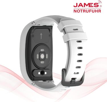 Годинник James B8 для екстрених випадків та безпеки для людей похилого віку GPS, виявлення падіння, кнопка SOS, монітор серцевого ритму, функції для здоров&39я, сімейний додаток, гучний будильник чорний/білий вкл. SIM-картку та 2 місяці безкоштовного тари
