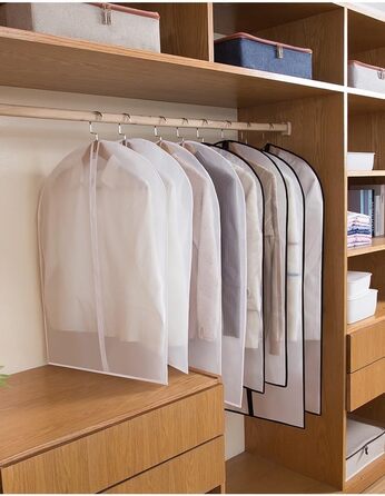 Підвісні сумки для одягу, 12 шт., дихаючі чохли для костюмних сумок із застібкою-блискавкою, сумки для одягу з PEVA, водонепроникні сумки для одягу, сумки для пальто, водонепроникні сумки для суконь, для зберігання в гардеробі та подорожей, чохли для паль