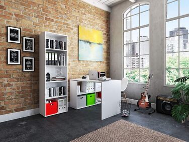 Полиця mbelando, книжкова шафа, окремостояча полиця, дерев&39яна полиця, бічна полиця, офісна полиця Trio 5&39 White White 5 відділень