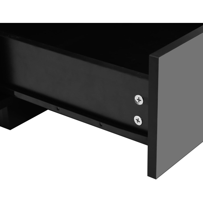 Глянцевий журнальний столик Merax зі світлодіодним підсвічуванням, сучасний стіл для вітальні з висувними ящиками для зберігання, багатофункціональний бічний столик для вітальні, прямокутний центральний стіл, столик-диван, журнальний столик, офісний, чорн