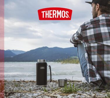 ТЕРМОС ICON ПЛЯШКА ДЛЯ НАПОЇВ 1,20 л, сірий/графітовий матовий, термос 1200 мл, ізольована пляшка з чашкою для пиття, термос з ручкою, зберігає напої гарячими/холодними протягом 24 годин, можна мити в посудомийній машині, герметичний, без BPA, 1200 мл, те