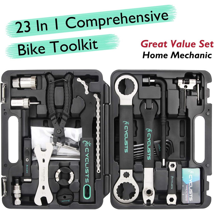 Набір для ремонту велосипедів для велосипедистів, 23 предмети