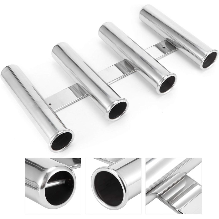 Тримач для вудки KIMISS з 4 трубками з нержавіючої сталі для кріплення на човні та яхті - вертикальне кріплення для безпечної риболовлі в морському середовищі