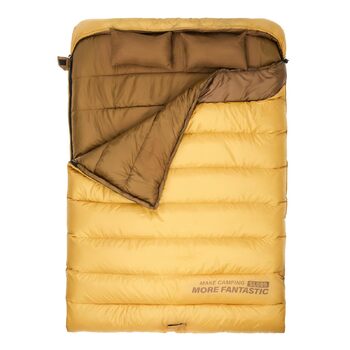 Зимовий подвійний спальний мішок BISINNA для дорослих, 2 особи, теплий спальний мішок для вулиці, 3 сезони ідеально підходить для сімей, кемпінгу та подорожей на автофургоні (4,2 кг) жовтого кольору