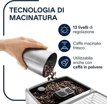 Повністю автоматична кавоварка (тиск 15 бар, автоматична система капучино, знімний резервуар для води 1,8 л, LCD панель, автоматичне очищення) сріблястий/чорний Кавоварка з удосконаленою молочною системою, 23.460.SB