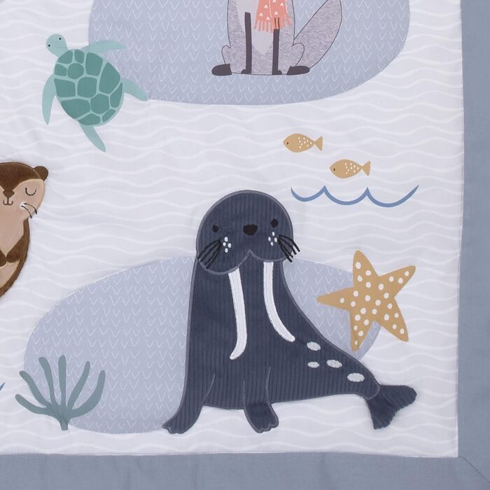 Комплект постільної білизни NoJo Arctic Adventure з 4 предметів дитяче ліжечко, підковдра, підодіяльник, 100 бавовна, сірий і темн