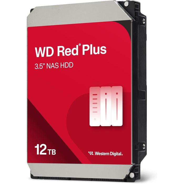 Внутрішній жорсткий диск WD Red Plus 12TB NAS, 3,5-дюймовий 7200 об/хв, SATA 6 Гбіт/с, CMR, 256 МБ кешу, версія 2024, 12 ТБ