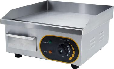 Електрична гладка сковорода, професійний гастроелектричний гриль Електрична плита для гриля з чавунною поверхнею гриля 35.5 x 30 см 1500 Вт для ресторанів, кухні, комерційних, побутових тощо. 36 x 38 x 20 см