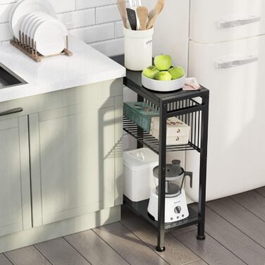 Вузький приставний столик, 3 полиці, вузька тумбочка з підставкою для журналів, приставний столик до дивана, невеликий журнальний столик для вітальні, спальні, кухні та балкону, кабінету (чорний) 1 Чорний