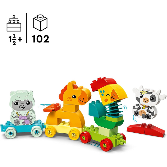 Конструктор LEGO DUPLO Потяг із тваринами, 19 деталей