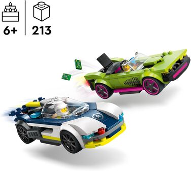 Конструктор LEGO City Chase with Police Car and Muscle Car 60415, 213 деталей, поліцейська тематика