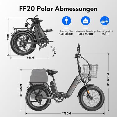 Складаний електровелосипед Fafrees FF20 Polar 20 * 4,0 дюйма, 500 Вт 45 км/год, чоловічий, подвійний акумулятор 24 Аг/26,8 Аг, запас ходу для жіночого фетбайка 150 км/170 км, вантажопідйомність електровелосипеда 150 кг, синій, акумулятор 26,8 Аг