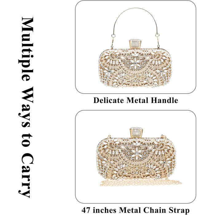 Жіночий клатч з блискучими стразами, блискуча вечірня сумка через плече для весіль, вечірок та випускних вечорів 26-золотий
