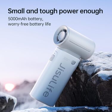 Години максимум, 5000 mAh Handheld Fan Battery Chargeable with 5 Speeds, for Men and Women Travel Camping Outdoor Grey, 22