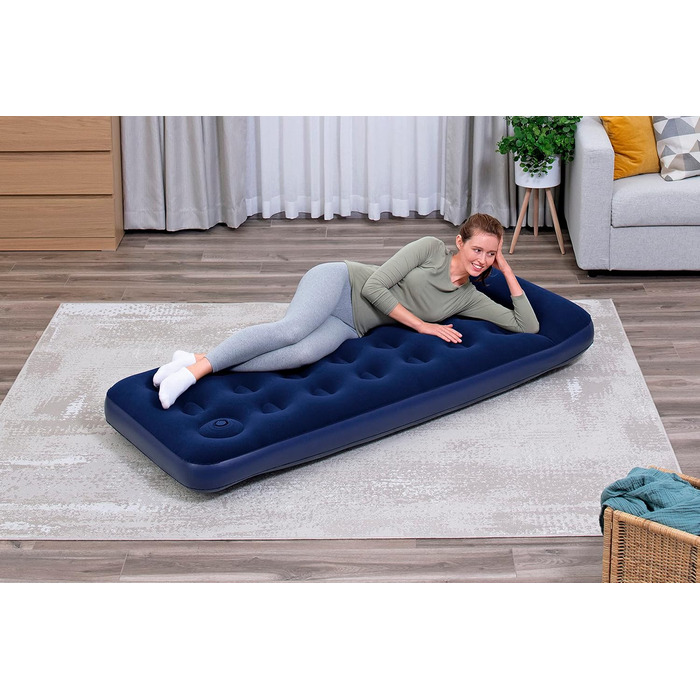 Надувне ліжко Bestway Blue Horizon Step з внутрішнім ножним насосом Single XL/Lo 185 x 76 x 28 см, синій