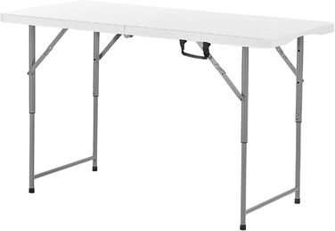 Розкладний фуршетний стіл VEVOR, портативний універсальний стіл, 122 см, прямокутний пластиковий стіл з регульованою висотою та вбудованою ручкою, садовий стіл, кемпінговий стіл для вечірок, пікніків, кемпінгу, білий, 1220 x 600 x 740 мм