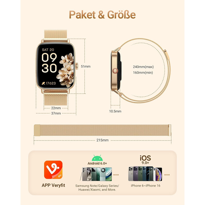 Розумний годинник для чоловіків та жінок з функцією телефону, фітнес-годинник 1,85 дюйма, понад 100 спортивних режимів, фітнес-трекер з моніторингом серцевого ритму/SpO2/сну, крокомір, водонепроникний спортивний годинник IP68 для iOS та Android, рожеве зо