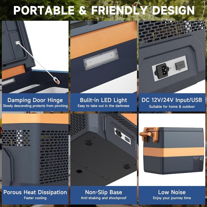 Міні-холодильник для автомобіля портативний електричний кемпінговий морозильник 40 л електричний компресорний охолоджувач 12V 12/2